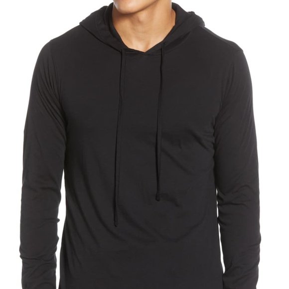 Vince Other - Vince Double Layer Drawstring Hoodie Black
